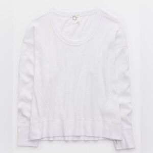 Aerie Waffle Knit White Sweater Size Small